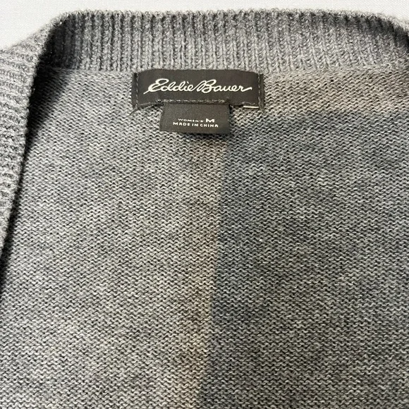 Eddie Bauer Women Open Front Long Line Cozy Cardigan In Light Gray Size M Lounge - Picture 4 of 6